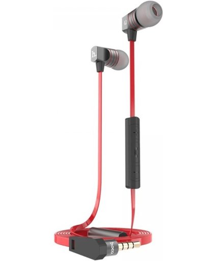 hoco in-ear headset - met flat cable - Black/Red