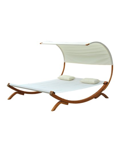 Outsunny Wooden Hammock Lounger-Cream