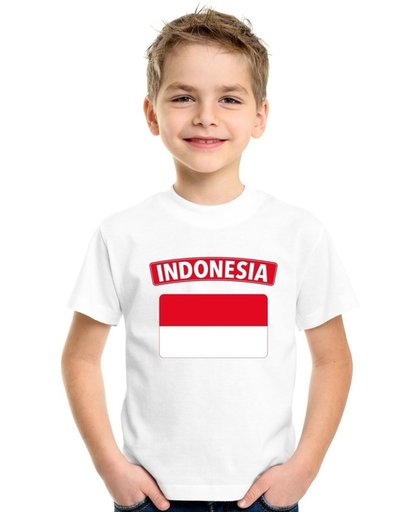 Indonesie t-shirt met Indonesische vlag wit kinderen M (134-140)