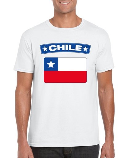 Chili t-shirt met Chileense vlag wit heren S