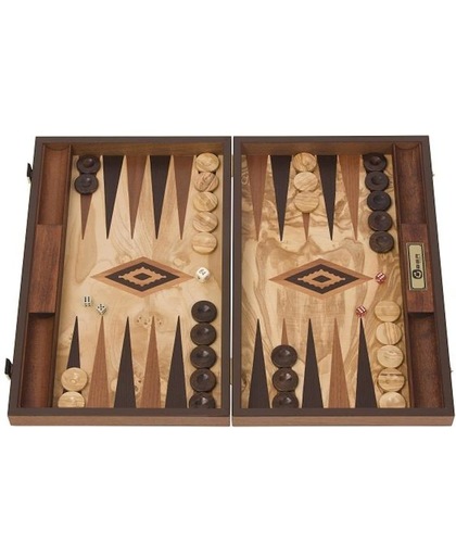 Ultiem mooie Grieks Walnoot Backgammon spel, mt groen inleg,
