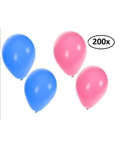 Ballonnen helium 200x lichtblauw en roze