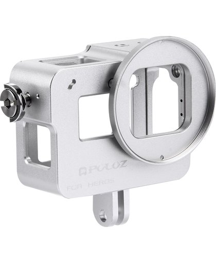 PULUZ behuizing Shell CNC Aluminum Alloy beschermende Cage met veiligheids Frame & 52mm UV Lens voor GoPro HERO5(zilver)