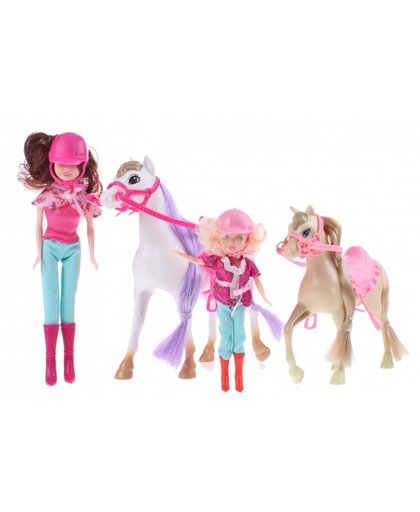Toi Toys speelset Kailey's paard en pony 4 delig wit/bruin/roze