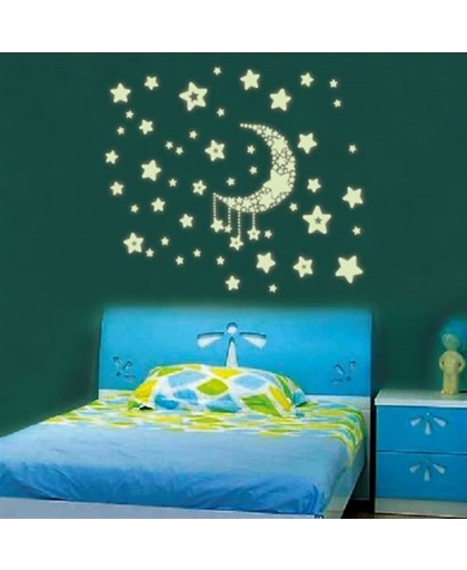 Glow in the dark stickers voor kinderkamer met sterren en maan