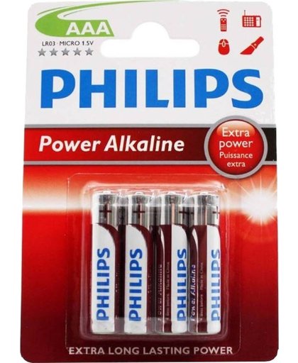 Philips Batterijen Aaa Power Alkaline Zilver/rood 4 Stuks