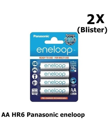 2 Blisters (8x) AA HR6 Panasonic eneloop Oplaadbare Batterij