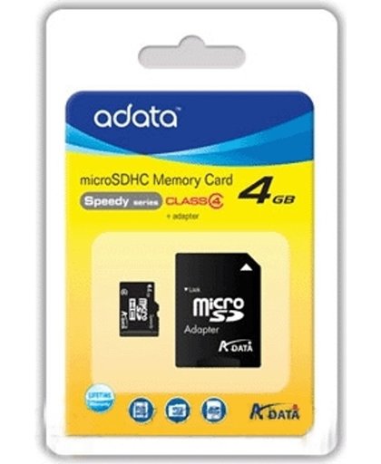 ADATA Micro SDHC 4GB Class 4 Flashgeheugen