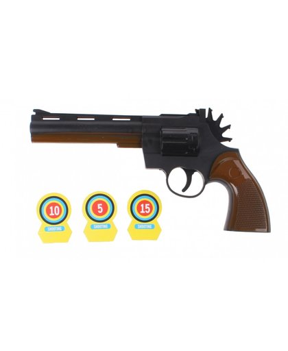 Toi Toys Cowboypistool met schietschijf zwart/bruin 23 cm
