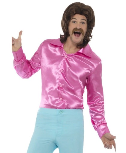 Roze jaren 60 hippie blouse | Heren sixties verkleedkleding maat L/XL