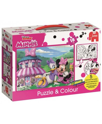 Jumbo Minnie Mouse puzzel & kleur 18 stukjes