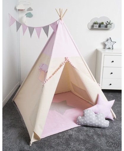FUJL - Tipi Tent - Speeltent - Wigwam - kinder tipi -  Set Pink - Inclusief asseccoires
