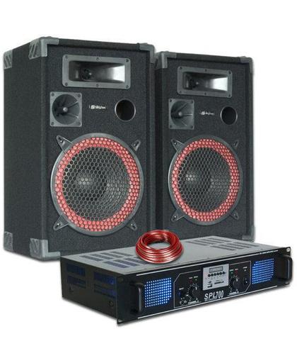 DJ PA Luidspreker en Versterker combinatie 700W met MP3 en USB