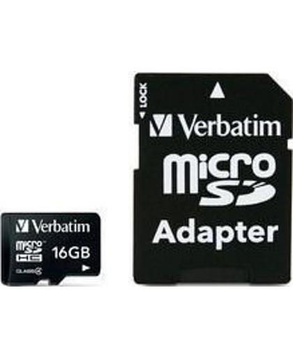 Verbatim Micro SDHC Class 4  16GB met Adapter