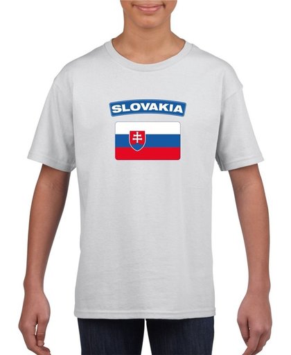 Slowakije t-shirt met Slowaakse vlag wit kinderen S (122-128)