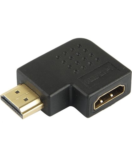 Vergulde HDMI 19 Pin mannetje naar HDMI 19 Pin vrouwtje Adaptor met 90 graden hoek (zwart)