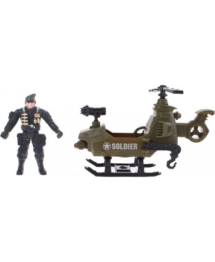 Johntoy leger speelset Army Forces helicopter legergroen
