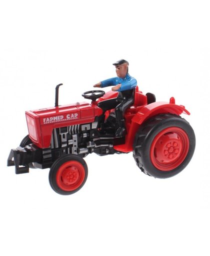 Toi Toys Farmer Tractor Pull Back diecast 10 cm rood