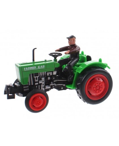 Toi Toys Farmer Tractor Pull Back diecast 10 cm groen