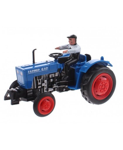Toi Toys Farmer Tractor Pull Back diecast 10 cm blauw
