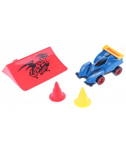 Toi Toys raceauto met schans 8 cm blauw