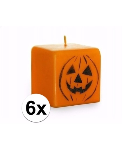Halloween - Oranje pompoen kaarsen 6 stuks 7 cm