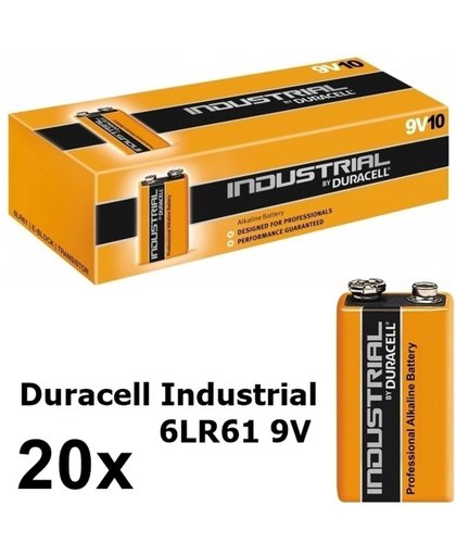 20 Stuks - Duracell Industrial 9V 6LR61 alkalinebatterij
