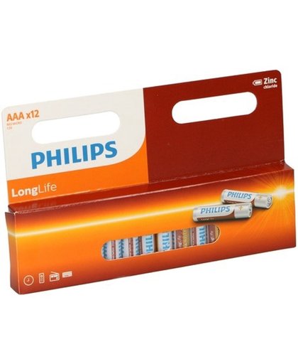 Philips Batterij r03 aaa zink longlife per 12 stuks