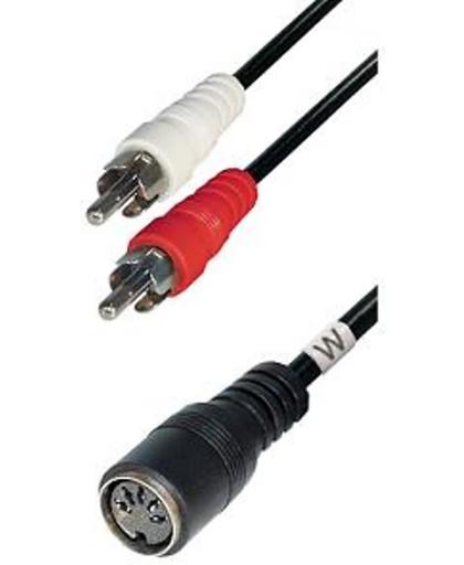 Adapter kabel Tulp stereo 2RCA mannelijk naar DIN 5pins vrouwelijk - 0,20 meter