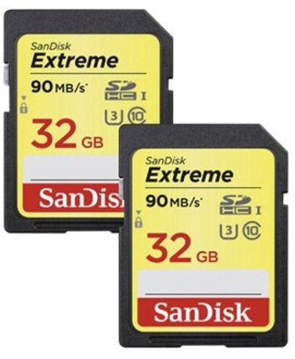 SanDisk SDHC Extreme 32GB 90MB/s V30 2 pack