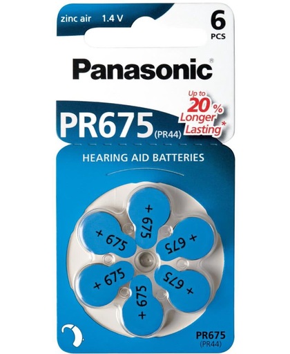 10x6 stuks PR675 hoorapparaat batterij (PR44 , A675, 675)