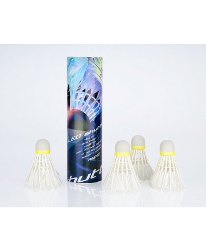 Avento Badminton shuttles in koker LED 4 stuks wit