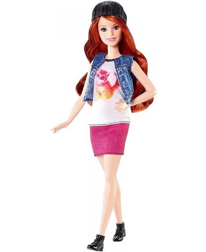 Barbie Fashionistas: tienerpop t shirt met kat 33 cm