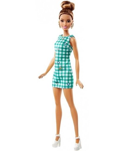 Barbie Fashionistas: tienerpop jurk met ruitjes 33 cm