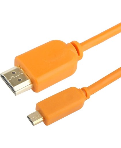 Vergulde Micro HDMI mannetje naar HDMI 19 Pin kabel, 1.4 Versie, ondersteunt 3D / HDTV, Lengte: 1.5m (Oranje)