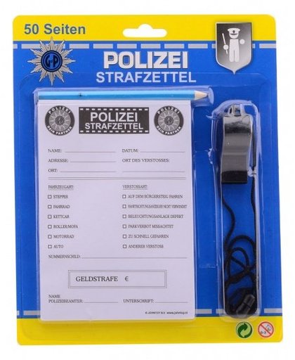 Johntoy bonnenboekje politie met potlood en fluit Duits