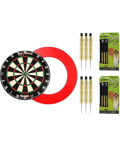 XQ Max - Razor HD Bristle - dartbord - inclusief - dartbord surround ring - Zwart - inclusief 2 sets 100% Brass Michael van Gerwen - 20 gram - dartpijlen