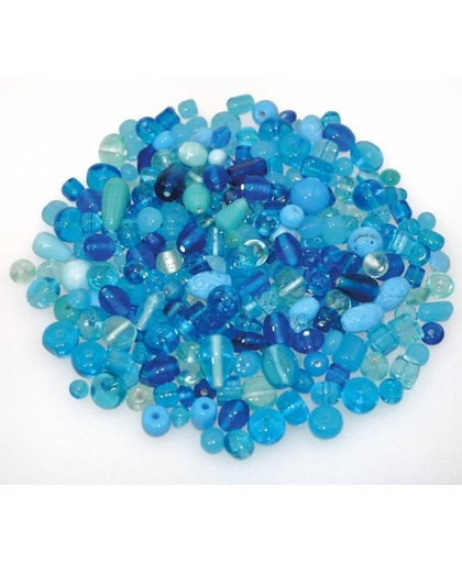 200g Glasparels Mix van turquoise blauwe kleuren