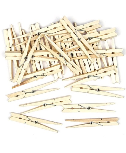 Blanco houten echte natuurlijke knutselknijpers - materialen voor kinderen en volwassen om te decoraties en knutselwerkjes maken (40 stuks)