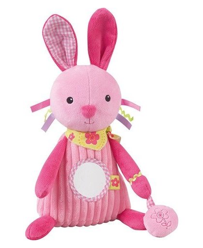 Jemini knuffel met rammelaar konijn pluche roze 24 cm