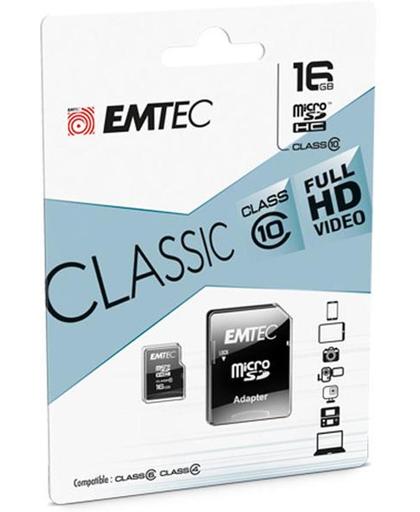 Emtec - MicroSDHC 16GB +Adapter CL10 CLASSIC Blister