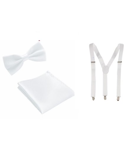 Mr. Pefe Cadeau Pakket Bretels en pochet en strikje Wit Gala - Feest - One size fits all