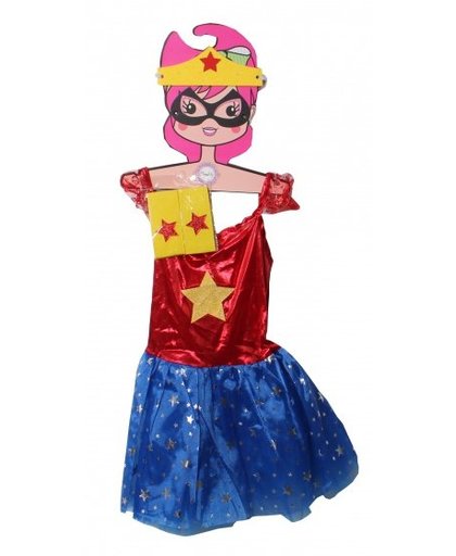 Slammer Super Hero jurk met sterren meisjes blauw/rood