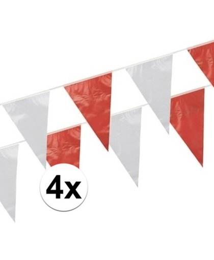 4x Vlaggenlijnen rood/wit - 10 meter - slingers