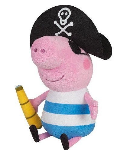 Peppa Pig knuffel George piraat pluche blauw/wit/roze 25 cm