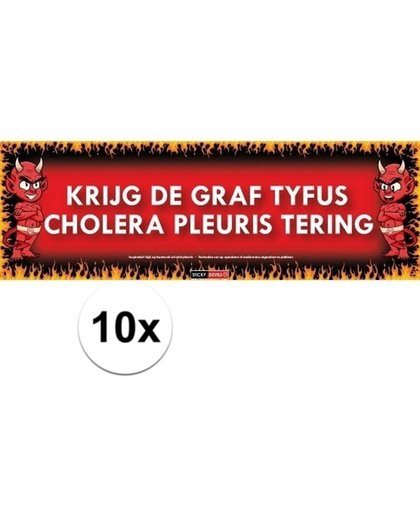 10x Sticky Devil Krijg de graf tyfus cholera pleuris tering grappige teksen stickers