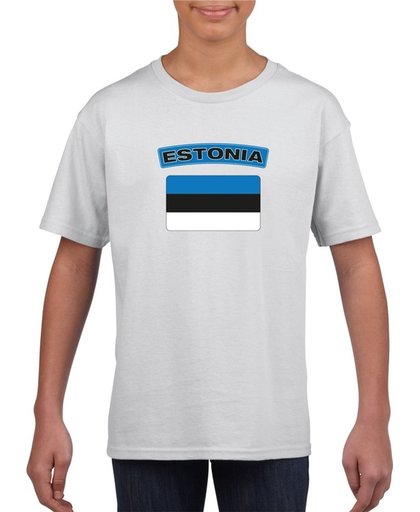 Estland t-shirt met Estlandse vlag wit kinderen M (134-140)