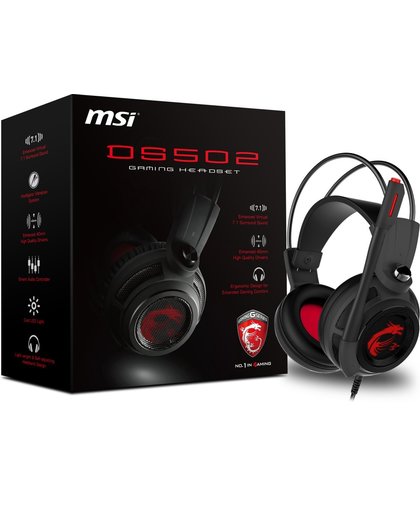 MSI DS502 Stereofonisch Hoofdband Zwart, Rood hoofdtelefoon