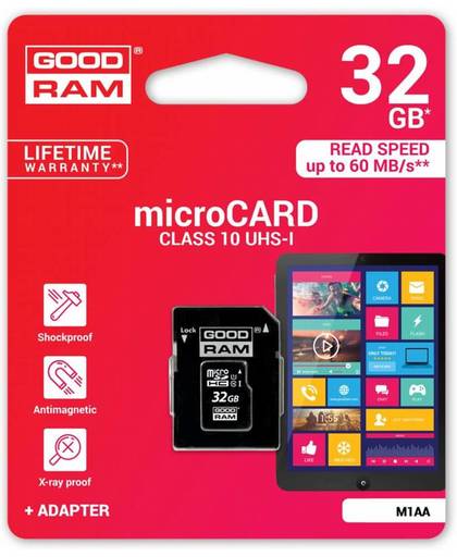 Goodram 32GB MicroSDHC 32GB MicroSDHC UHS-I Klasse 10 flashgeheugen