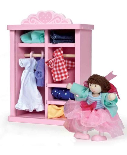 Le Toy Van Poppenhuismeubels en poppenhuispop Kledingkast
